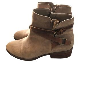 Lauren Ralph Lauren Mehira Leather Suede Booties Sz. 7.5 Tan Brown Equestrian